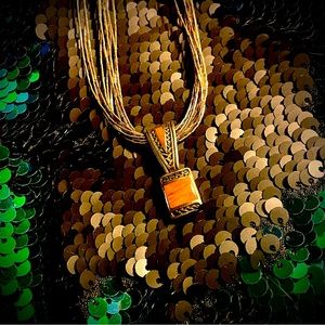 Artisan Handmade Orange Stone 925 Silver Necklace